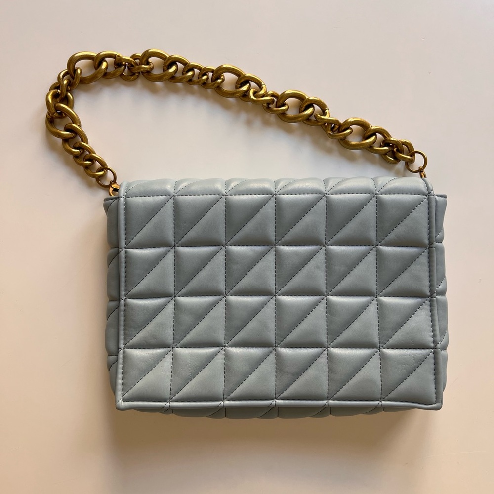 Zara Blue Shoulder Bag with Gold Chain